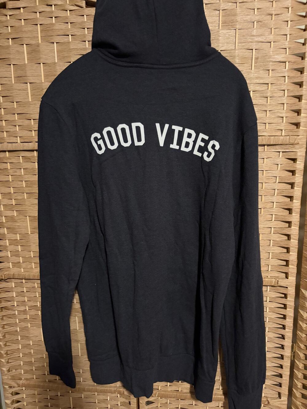Spiritual Gangster Good Vibes Zip Hoodie Women's XL Navy NWT Made in USA